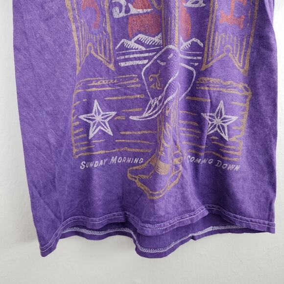 Urban Outfitters Johnny Cash T-Shirt Purple Acid Wash Graphic Tee Medium - Picture 3 of 8